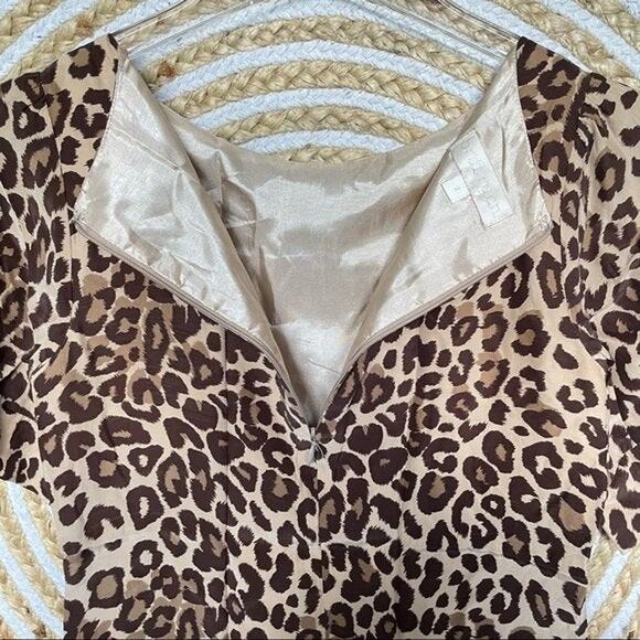 BRITT RYAN Womens Silk Leopard Print Short Sleeve Blouse Size 2 - Picture 5 of 9